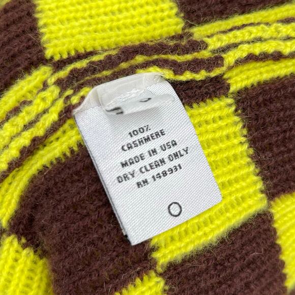 The Elder Statesman | Cabernet Yellow Checkered Cashmere Knit Cardigan Dress S - Picture 14 of 15